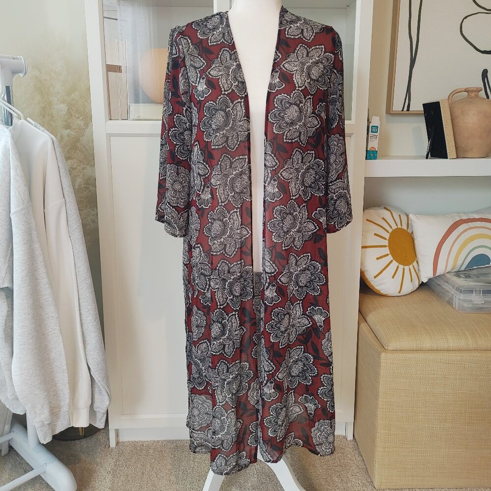 FOREVER21 Sheer Floral Kimono - Size Small